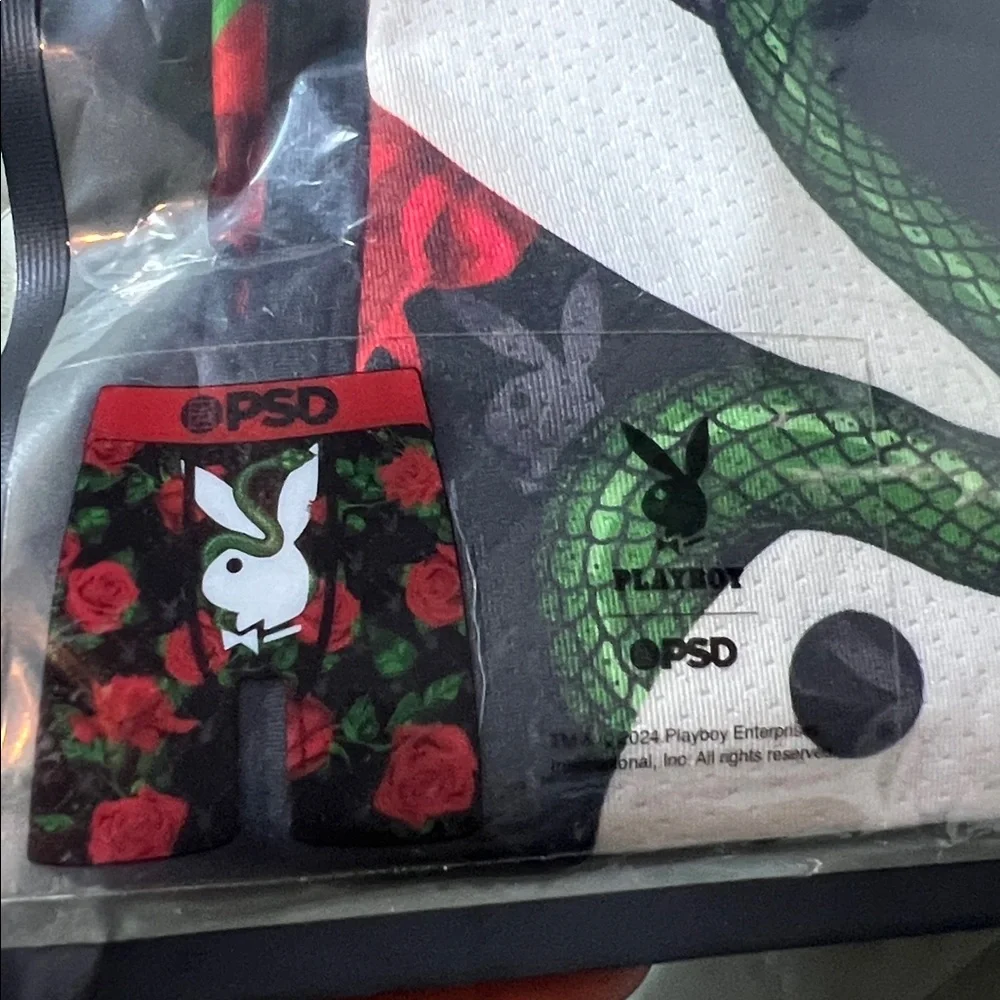 PSD x Playboy slither snake floral design boxer briefs black red size XXL NEW‎